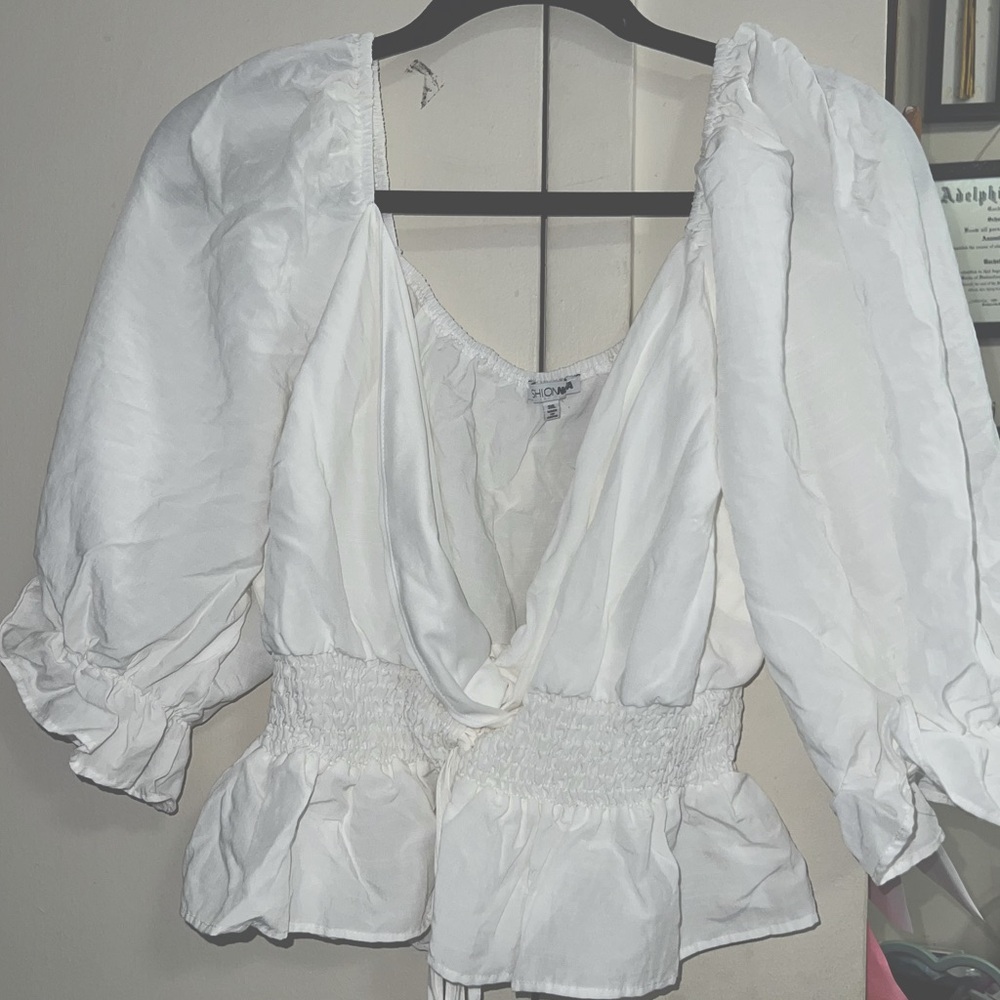 Plus Size White Peplum Top